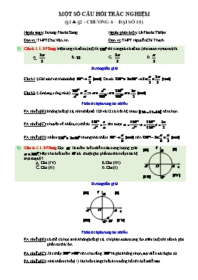 Một số câu hỏi trắc nghiệm môn Đại số 10